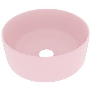 vidaXL Razko&scaron;en umivalnik okrogel mat roza 40x15 cm keramičen