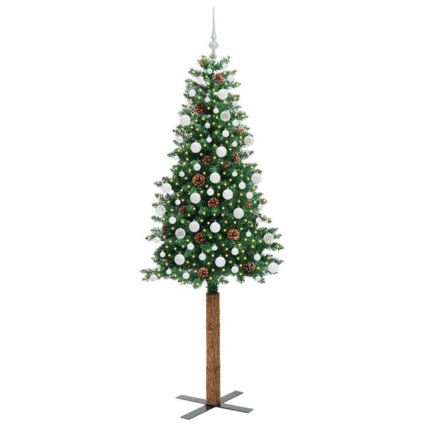 vidaXL Ožja jelka med 300 LED Zelena 210 cm PVC in trden bor