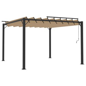 vidaXL Paviljon z re&scaron;etkasto streho 3x3 m taupe blago in aluminij