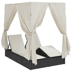 vidaXL Dvojni ležalnik na soncu Toplo bela 205 x 129 x 200 cm