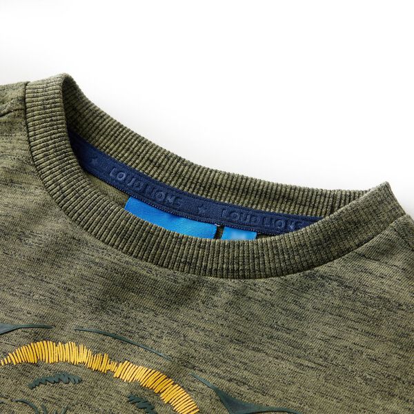 Otro&scaron;ka majica z dolgimi rokavi črtasta kaki melange 92