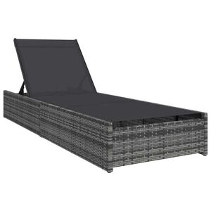 vidaXL Ležalnik z blazino 1-oseba Siva 60 x 200 x 27cm poli ratan