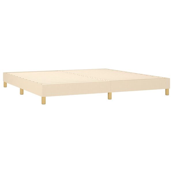vidaXL Box spring postelja z vzmetnico krem 200x200 cm blago
