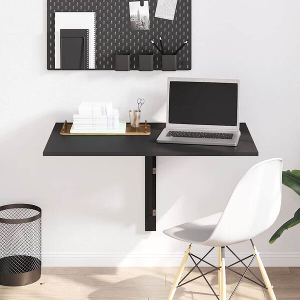 vidaXL Zložljiva stenska miza črna 100x60x56 cm inženirski les