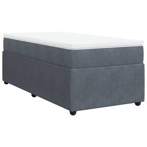 vidaXL Box spring postelja z vzmetnico temno siva 80x200 cm žamet