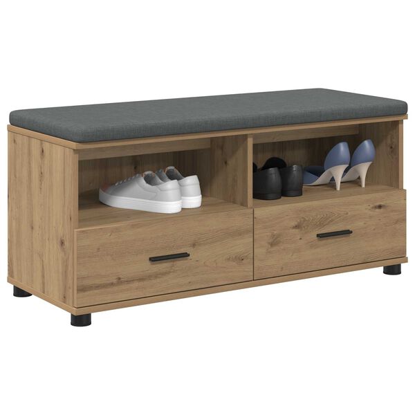 vidaXL Haldna klop z blazino s predalom Umetni hrast 100 x 38 x 46 cm