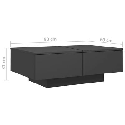 vidaXL Klubska mizica siva 90x60x31 cm iverna plošča