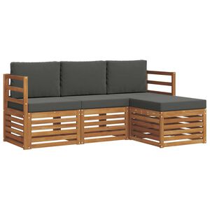 vidaXL Zunanja garnitura za sedenje 4 pcs Naravna in antracitna