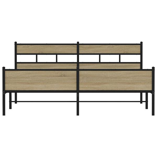 vidaXL Kovinski posteljni okvir brez vzmetnice sonoma hrast 180x200 cm