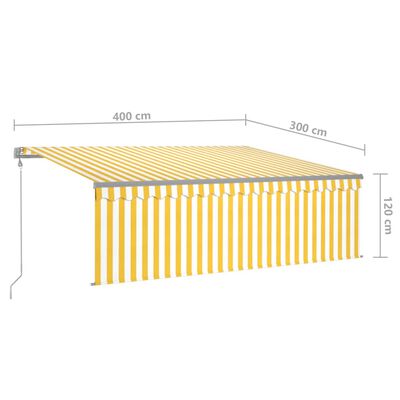 vidaXL Avtomatsko zložljiva tenda s senčilom 4x3 m rumena in bela