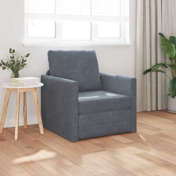 vidaXL Sofa postelja 60cm Temno siva Žamet