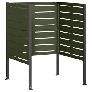 vidaXL Zaslon za smetnjak 85 x 85 x 113 cm Jeklo Olivno zelena