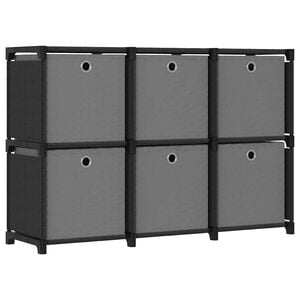 vidaXL Regal s 6 &scaron;katlami črn 103x30x72,5 cm blago