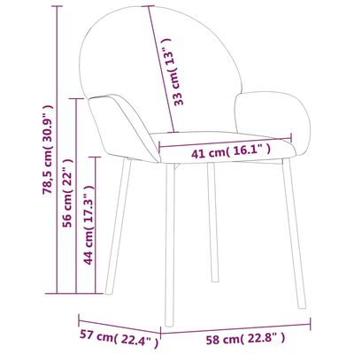 vidaXL Jedilni stoli 2 kosa krem žamet