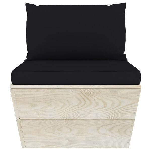 vidaXL Vrtni kavč iz palet srednji z blazinami impregnirana smrekovina