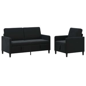 vidaXL Sofa set z shrambo 2 kos Črna Poliester