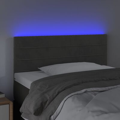 vidaXL LED posteljno vzglavje temno sivo 90x5x78/88 cm žamet