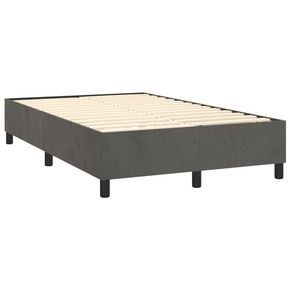 vidaXL Box spring postelja z vzmetnico temno siva 120x200 cm žamet