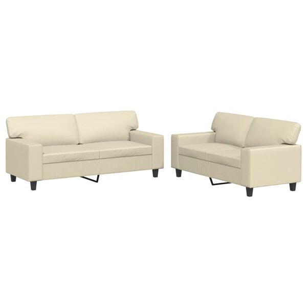 vidaXL Sedežna garnitura 2-delna krem umetno usnje