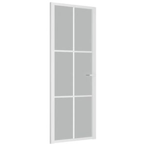 vidaXL Notranja vrata 76x201,5 cm Bela mat steklo in aluminij