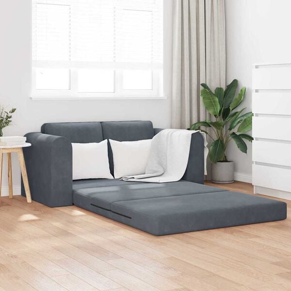 vidaXL Sofa postelja Temno siva 148 x 71 x 83 cm Žamet