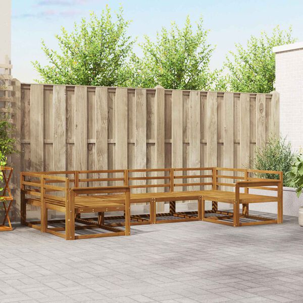 vidaXL Zunanja garnitura za sedenje 6 pcs Naravna Masiven les akacije