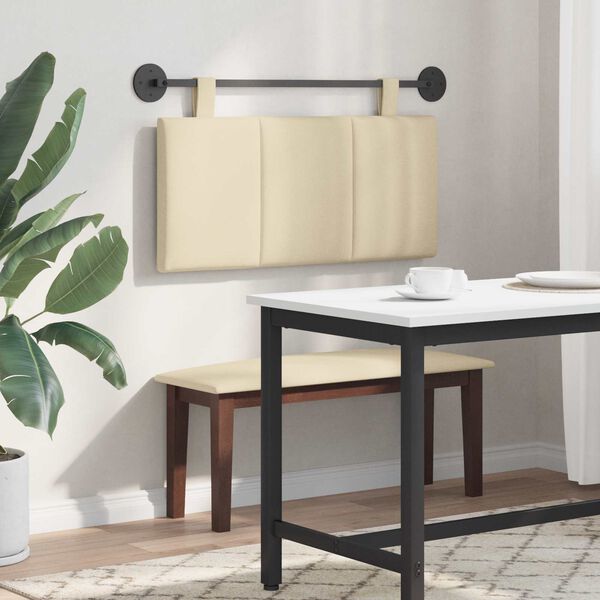 vidaXL Visoki naslon za glavo Črtasto krema 90 x 55 x 5 cm blago