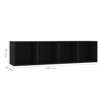 vidaXL Knjižna / TV omara črna 143x30x36 cm
