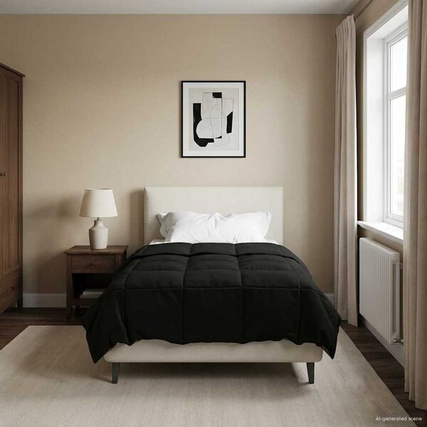 vidaXL Zimska posteljnina &Scaron;onerisan Črna 140 x 220 cm Mikrovlakna