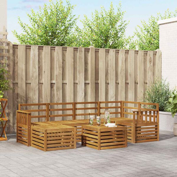 vidaXL Sedežne garniture Naravna Masiven les akacije