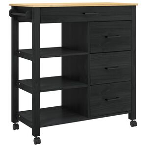 vidaXL Kuhinjski voziček MONZA Črna 84 x 40 x 88,5 cm