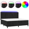 vidaXL Box spring postelja z vzmetnico LED črna 200x200 cm žamet