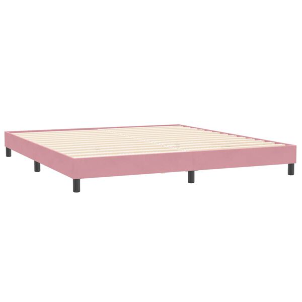 vidaXL Box spring postelja z vzmetnico roza 180x210 cm žamet