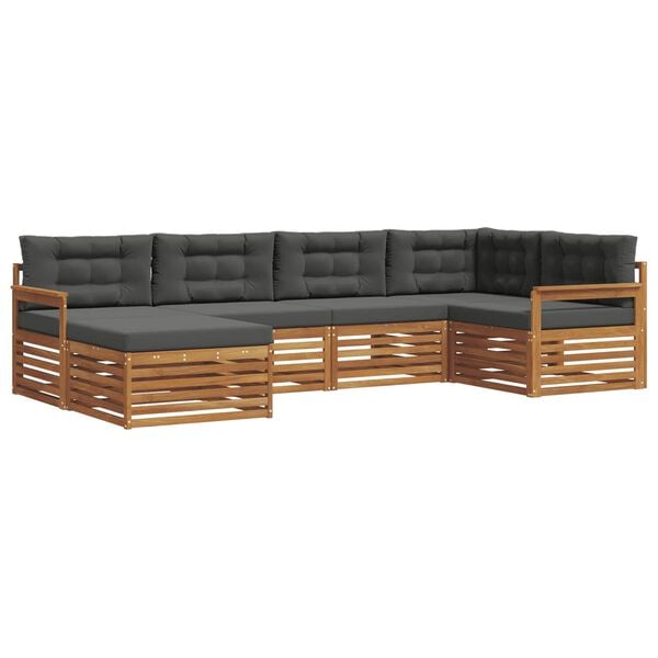 vidaXL Zunanja garnitura za sedenje 6 pcs Naravna in antracitna