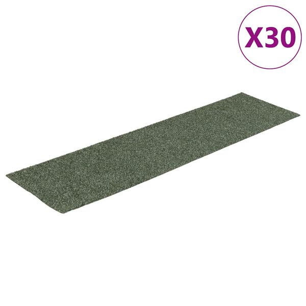 vidaXL Preproge za stopnice samolepilne 30 kosov 76x20 cm zelene pravokotne