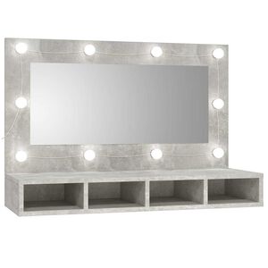 vidaXL Omarica z ogledalom in LED lučkami betonsko siva 90x31,5x62 cm