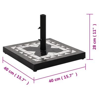 vidaXL Podstavek za senčnik črn in bel kvadraten 12 kg