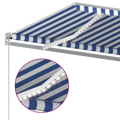 vidaXL Ročno zložljiva tenda z LED lučmi 400x350 cm modra in bela