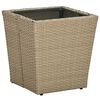 vidaXL Čajna mizica bež 41,5x41,5x44 cm poli ratan in kaljeno steklo