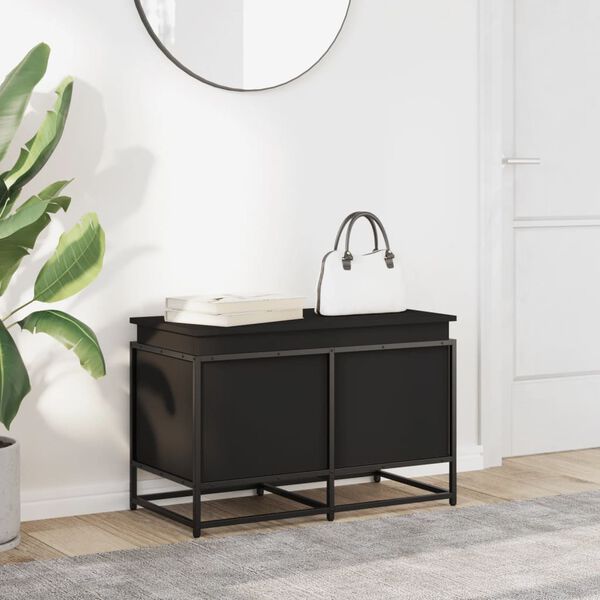 vidaXL &Scaron;katla s pokrovom črna 80x40x51,5 cm inženirski les