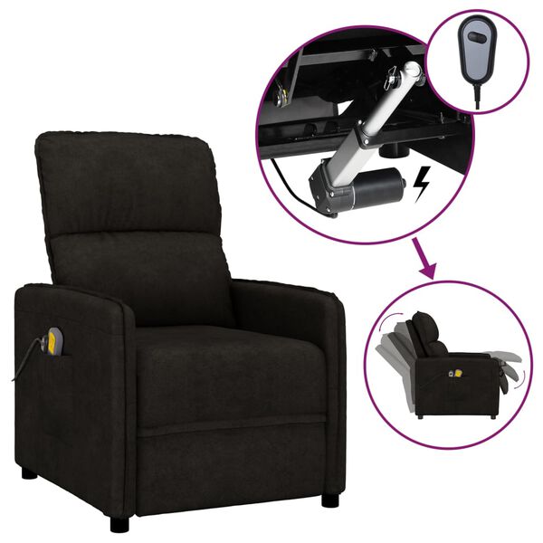 vidaXL Električni masažni stol črna tkanina iz mikrovlaken