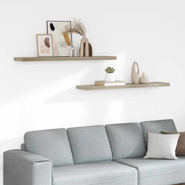 vidaXL Stenske police 2 kosa barva hrasta 120x23,5x3,8 cm MDF