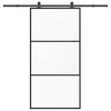 vidaXL Drsna vrata z opremo ESG steklo in aluminij 102x205 cm