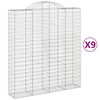 vidaXL Obokana gabion ko&scaron;ara 9 kos 200x50x220/240 cm pocinkano železo
