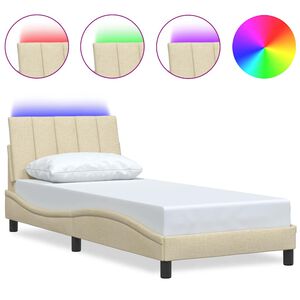 vidaXL Posteljni okvir brez vzmetnice Hanko Cream 80x200cm tkanina