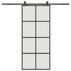 vidaXL Drsna vrata z opremo črna 90x205 cm ESG steklo