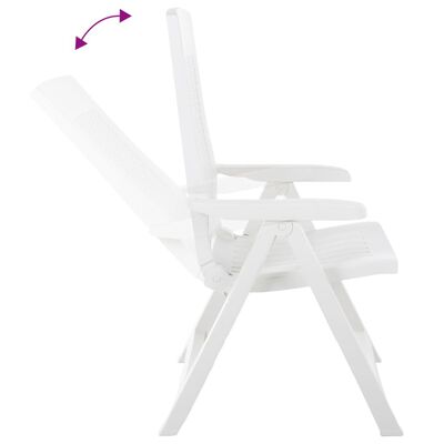 vidaXL Nastavljivi vrtni stoli 2 kosa plastika bele barve