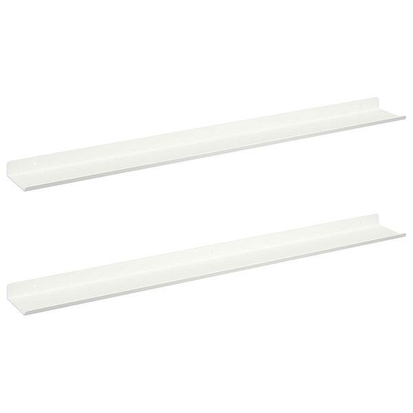 vidaXL Ležeča polica 2 pcs Bela 80 x 9 x 2,5 cm Jeklo