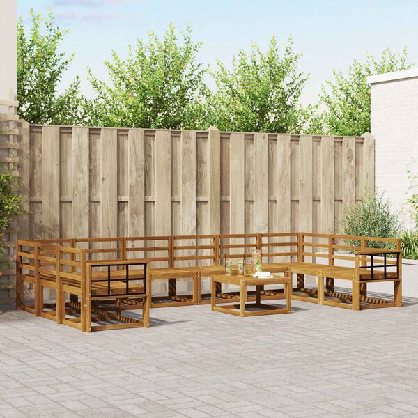 vidaXL Zunanja garnitura za sedenje 11 pcs Naravna Masiven les akacije