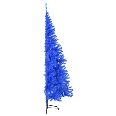 vidaXL Umetna polovična novoletna jelka s stojalom modra 180 cm PVC